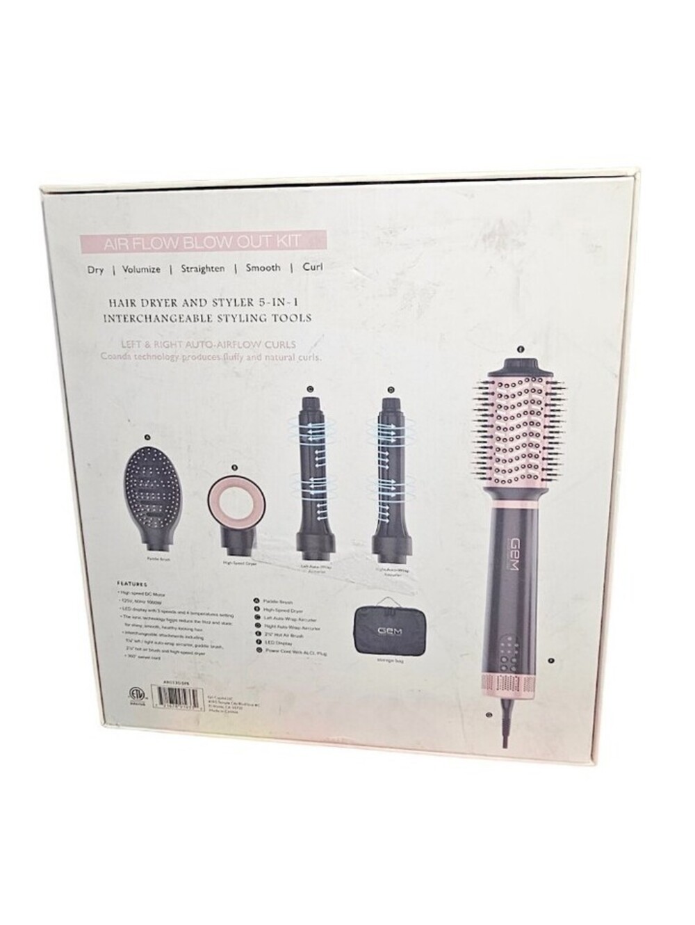 Gem 5 In 1 Air Flow Blow Out Kit Interchangeable Styling Tools NEW Open Box - Picture 4 of 5
